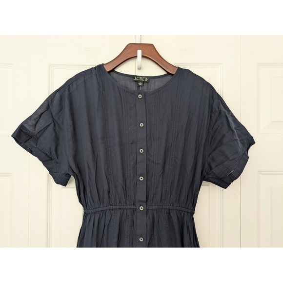 J. Crew Pintuck Shirtdress in Cotton Voile Size S Navy NWT $168 CJ519 - Picture 2 of 6